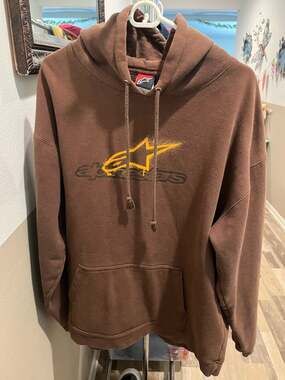 Alpinestars Vintage Brown Splash Logo Fleece Pullover Hoodie